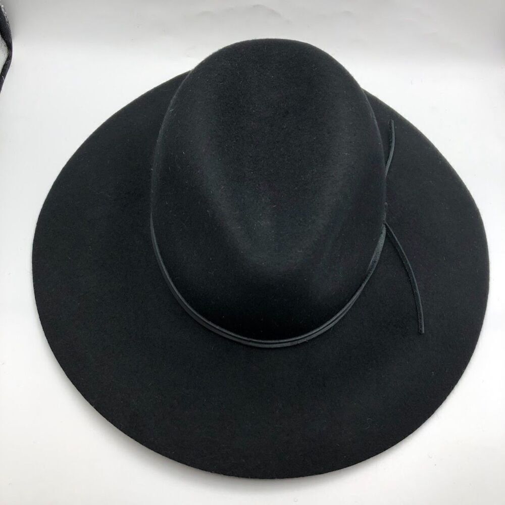 Phenix Women's Black Felt 100% Wool Wide Brim Floppy Sun Hat One Size Fits All